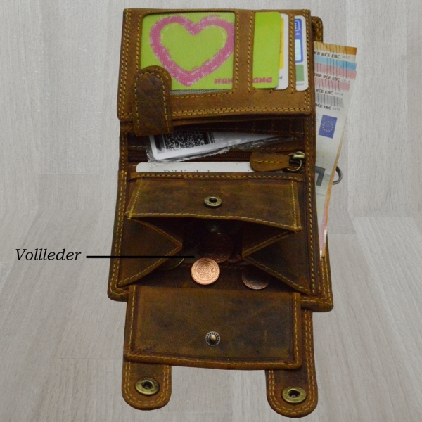 Wild Leder Portemonnaie mit Totenkopf und Hosenkette mit RFID Schutz